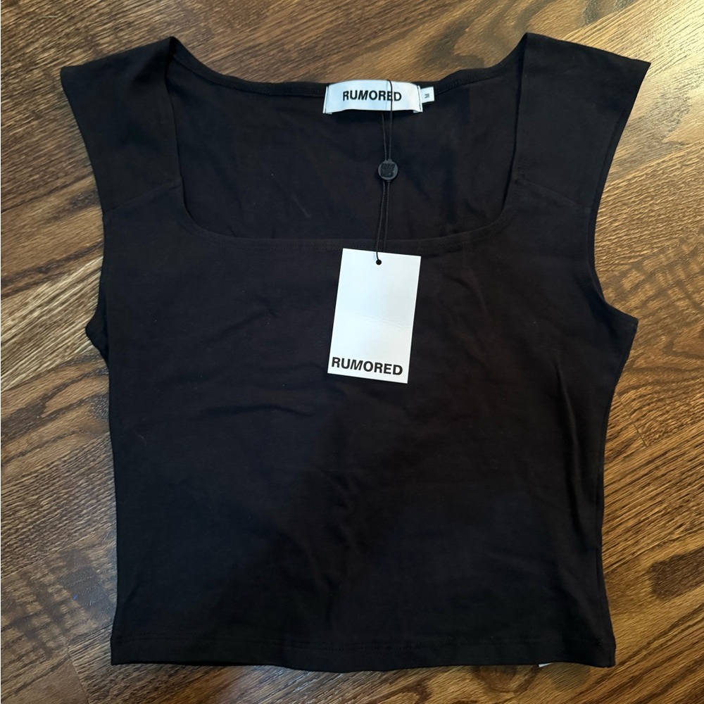 size medium, black, t-shirt by brand rumored